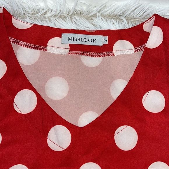 MISSLOOK Red Polka Dot Dress - Picture 3 of 5